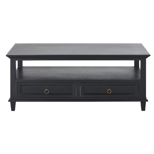 Table Basse 2 Plateaux Noire Et Métal Coloris Laiton