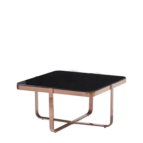 Table Basse Carrée En Acier Inoxydable Et Verre Noir L 80 Cm