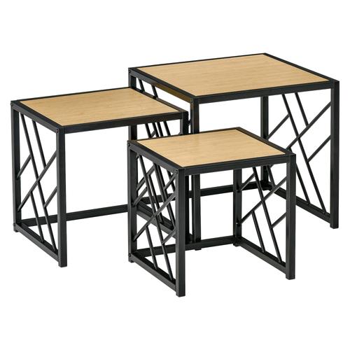 Lot De 3 Tables Basses Gigognes Encastrables Style Industriel