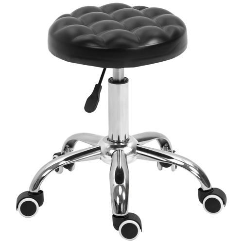 Tabouret Massage Réglable Pivotant Assise Synthétique Capitonnée Noir