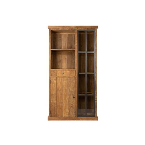 Vitrine En Bois Recyclé Et Métal 2 Portes 2 Tiroirs 2 Niches Ouverte