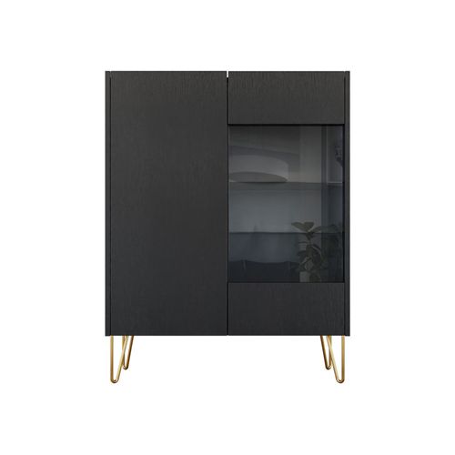 Vitrine Style Contemporain 97 Cm Noir / Doré