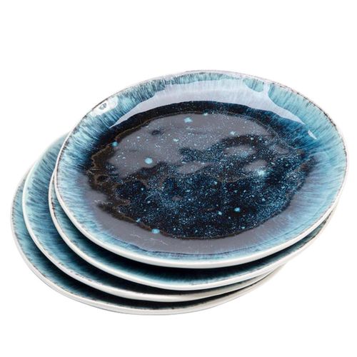 Assiette En Grès Bleu D21 - Lot De 4