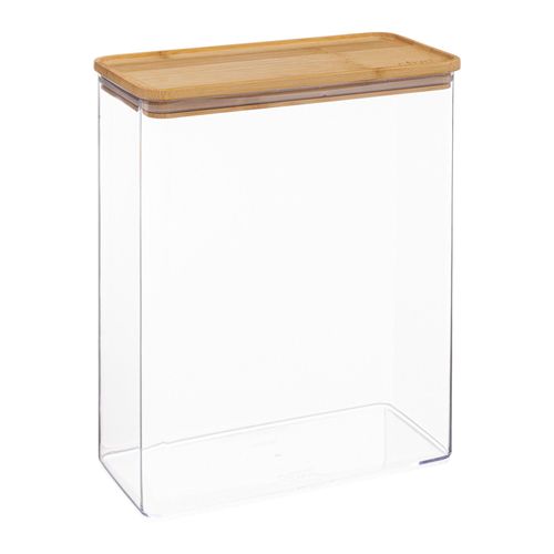 Bocal Cuisine Rectangulaire En Plastique Avec Bouchon Bambou - 4.3l
