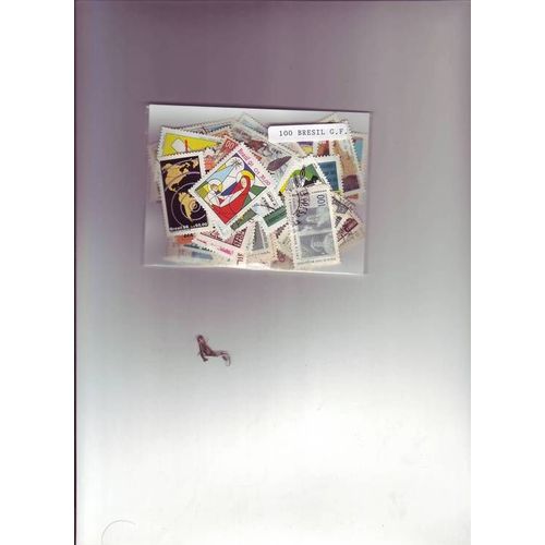 Bresil Grand Format - Lot De 100 Timbres Differents