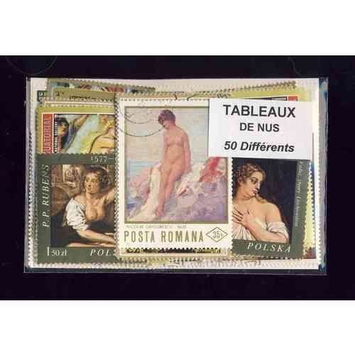 Tableaux De Nus - Lot De 50 Timbres Differents Du Monde Entier