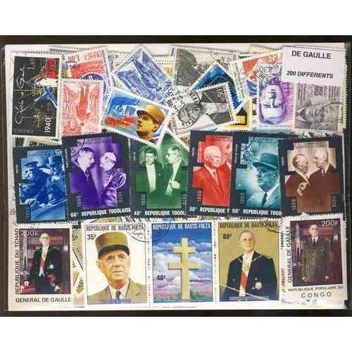 De Gaulle - Lot De 200 Timbres Du Monde Entier Tous Differents