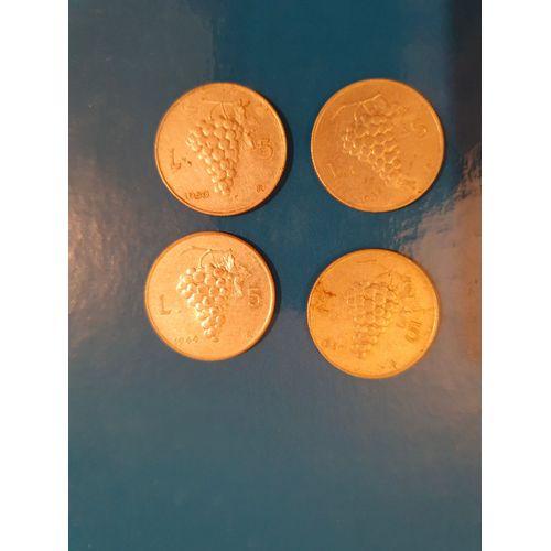 4 Pièces De 5 Lires Grappe De Raisin