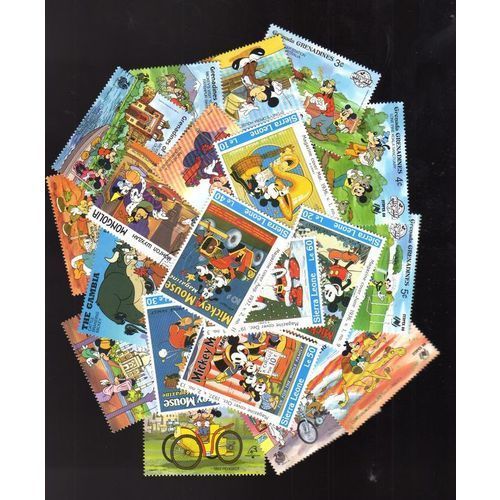 Walt Disney - Lot De 200 Timbres Differents Du Monde Entier