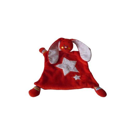 Doudou Lapin Plat Rouge Étoiles Comme Neuf Auchan