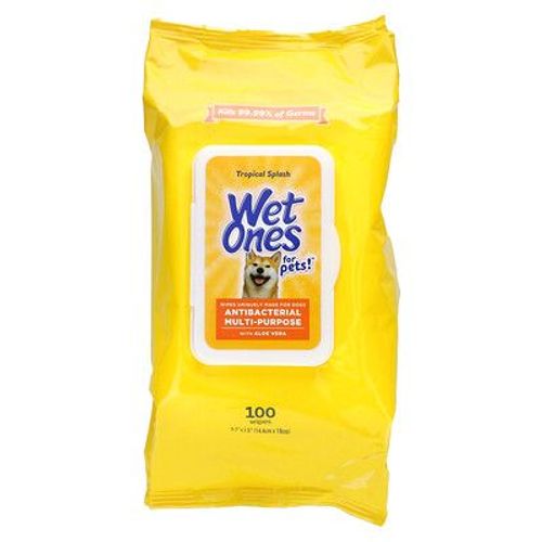 Wet Ones For Pets!, Lingettes Antibactériennes Multi-Usage, Pour Chiens, Tropical, 100 Lingettes