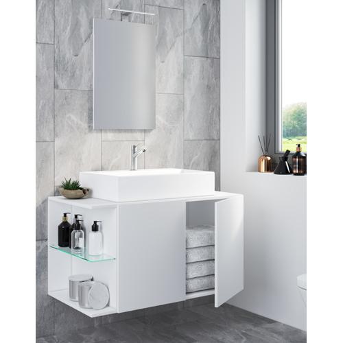 Vcm 3-Pièces Lavabo Meuble De Salle De Bains Ensemble Lavabo Miroir Hausa Porte Battante