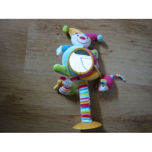 Doudou Arlequin A Ventouse Grelot Souris Papillon Miroir Pour Chaise Haute 30 Cm