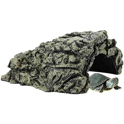 Abris pour Tortue de Terre Maison pour Tortue Hermann Résine Abri de Cave en Pierre cachant la Maison de la Tortue pour Reptile Tortue Grenouille Zoo Aquarium Décoration