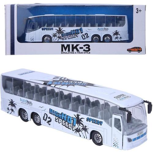 1:50 Simulation Pull-Back Alloy Bus Toy, Simulated Die-Cast Alloy Bus Vehicle Model Toy With Light Music For Children Kids Boys Girls(Blanc)