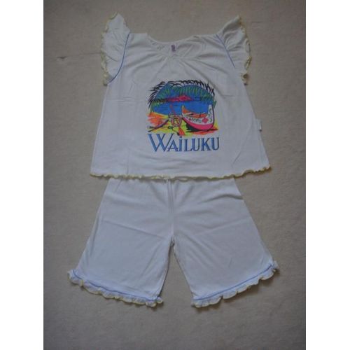Pyjama Fille Blanc/Fluo Stummer - 8 Ans