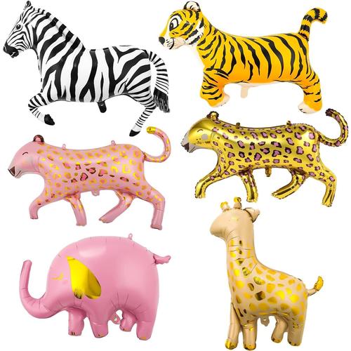 6pcs Safari Balloons, Animal Print Balloons Jungle Animal Balloons Pour Fournitures De D¿¿Coration De F¿¿Te