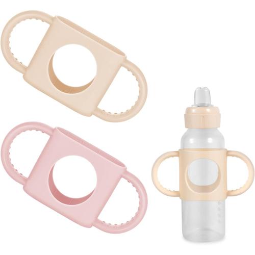 2pcs Poign¿¿Es De Biberon, Poign¿¿E De Biberon Mam Mat¿¿Riau Confortable Silicone Poign¿¿E De Biberon Avent Sans Bpa Pour Biberon ¿¿Troit Dr Brown De Plus De Six Mois B¿¿B¿¿ (Rose Clair, Blanc Cr¿¿Me)