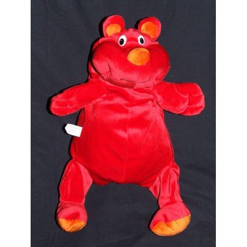 Chien Ours Rumple Super Toys Supertoys Doudou Peluche Rouge Allongé Couché 50 Cms