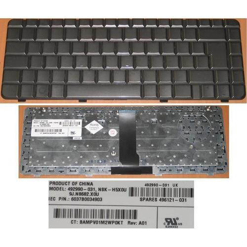 Clavier Qwerty UK Pour HP Pavilion DV3500 DV3000 Series, BRONZE, Model: NSK-H5X0U, P/N: 9J.N8682.X0U , 492990-031 , 496121-031