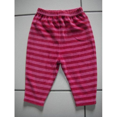 Pyjama Bas De Pyjama Rayé Rose Velours 12 Mois