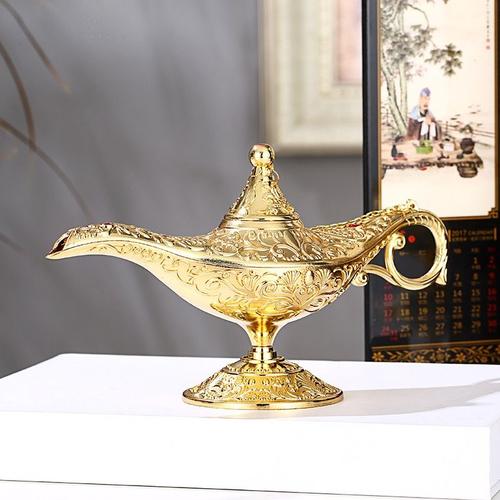 Classique vintage à collectionner rare légende Aladdin Magic Genie Costume lampe maison décoration de table et cadeau, or