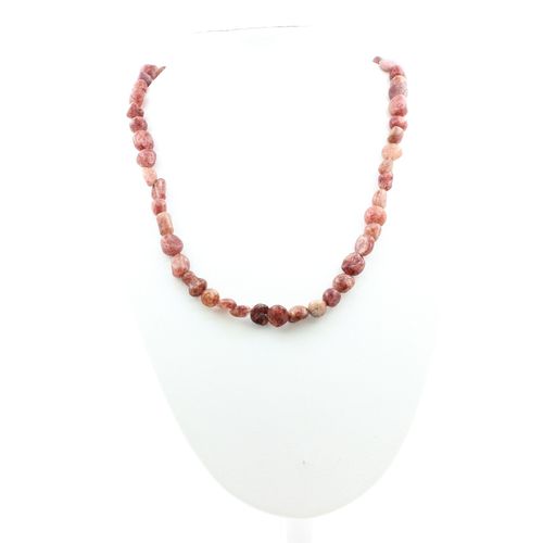 Collier Perles Rubis Du Brésil Chaine En Acier Inoxydable.