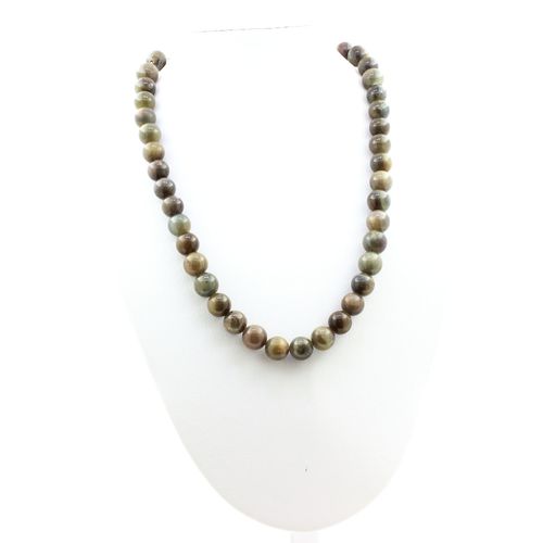 Collier Perles Saphir De Mogok, Birmanie, Myanmar Qualité 2a. 8 Mm Chaine En Acier Inoxydable.
