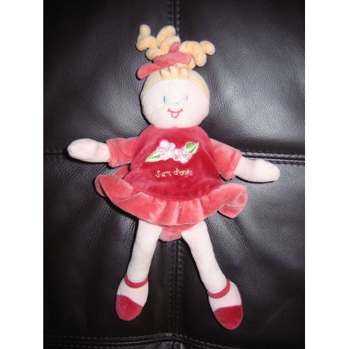 Doudou Fille Poupée Robe Rose Sucre D'orge