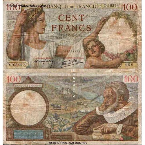 Billet De 100 Francs 1939