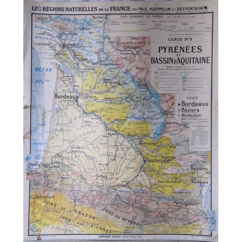 Carte Murale Hatier, Aquitaine Et Pyrénées
