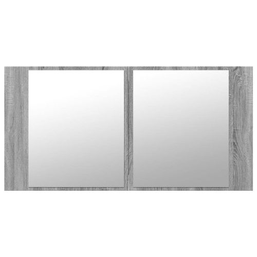 vidaXL Armoire de salle de bain à miroir LED sonoma gris 90x12x45 cm