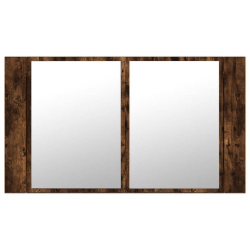 vidaXL Armoire à miroir à LED de bain chêne fumé 80x12x45 cm acrylique