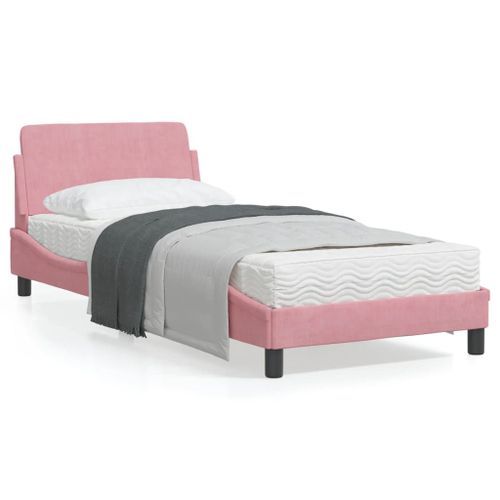 Vidaxl Cadre De Lit Avec Tête De Lit Rose 90x200 Cm Velours