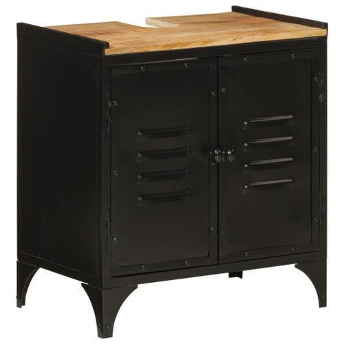 Vidaxl Armoire De Lavabo De Salle De Bain Fer Et Bois De Manguier
