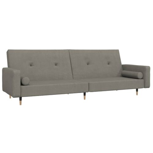 Vidaxl Canapé-Lit À 2 Places Avec Deux Oreillers Gris Clair Velours