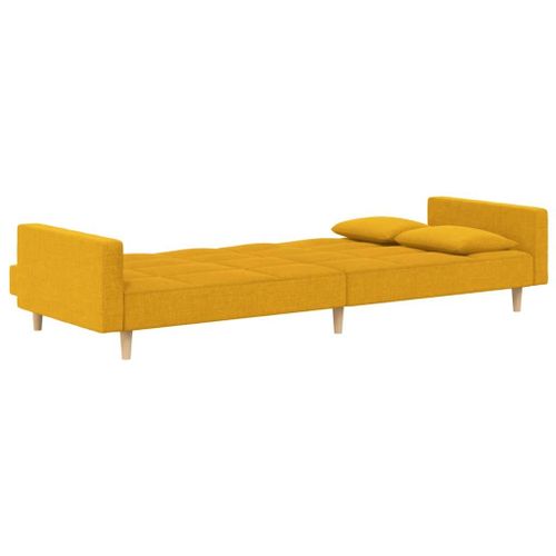 Vidaxl Canapé-Lit À 2 Places Avec Deux Oreillers Jaune Tissu
