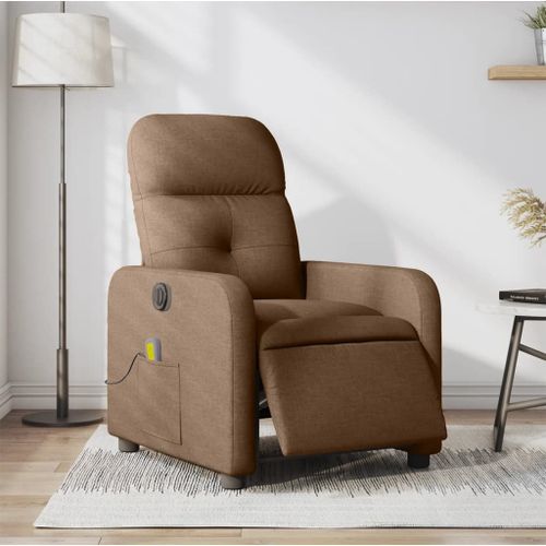 Vidaxl Fauteuil Inclinable De Massage Électrique Marron Tissu