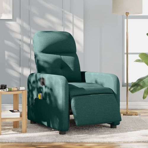 Vidaxl Fauteuil De Massage Inclinable Électrique Vert Foncé Tissu