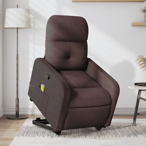 Vidaxl Fauteuil Inclinable De Massage Marron Foncé Tissu