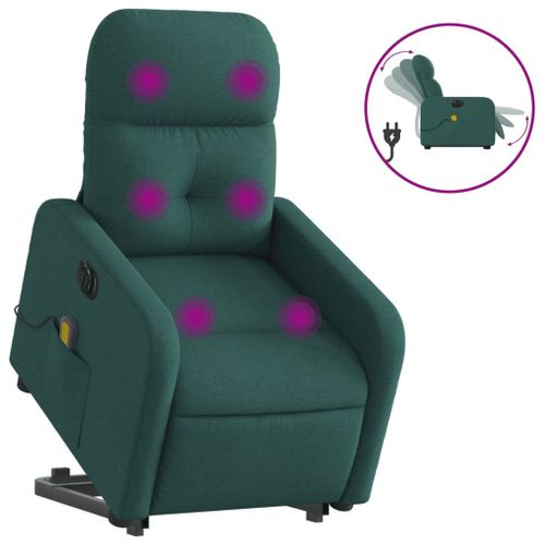 Vidaxl Fauteuil Inclinable De Massage Électrique Vert Foncé Tissu