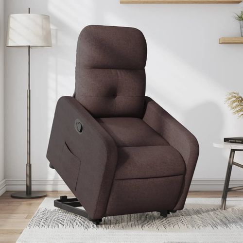 Vidaxl Fauteuil Inclinable Marron Foncé Tissu