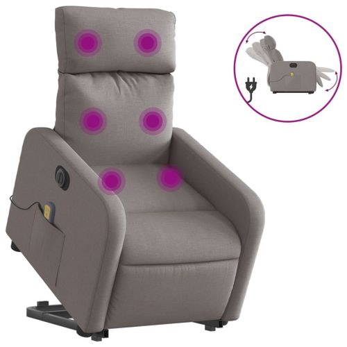 Vidaxl Fauteuil Inclinable De Massage Électrique Taupe Tissu