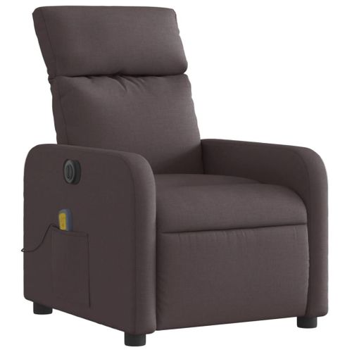 Vidaxl Fauteuil De Massage Inclinable Électrique Marron Foncé Tissu