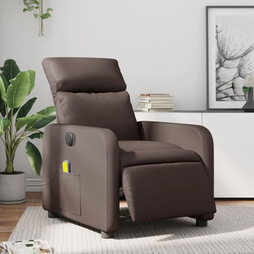 Vidaxl Fauteuil De Massage Inclinable Électrique Marron Similicuir