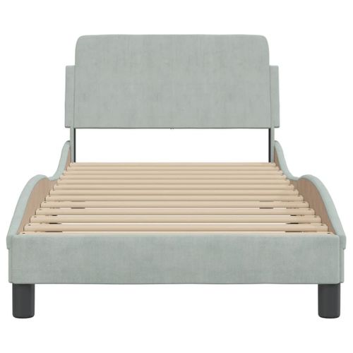 Vidaxl Cadre De Lit Avec Tête De Lit Gris Clair 90x190 Cm Velours