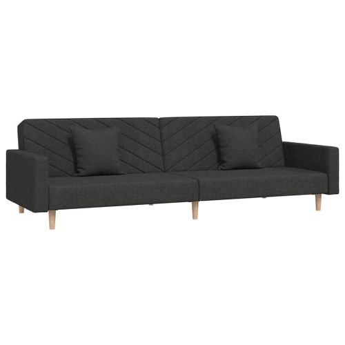 Vidaxl Canapé-Lit À 2 Places Avec Deux Oreillers Noir Tissu
