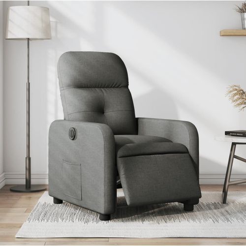 Vidaxl Fauteuil Inclinable Électrique Gris Foncé Tissu