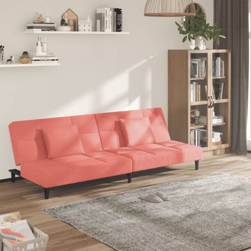 Vidaxl Canapé-Lit À 2 Places Avec Deux Oreillers Rose Velours