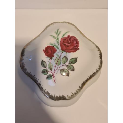 Bonbonnière porcelaine de Limoges décor roses